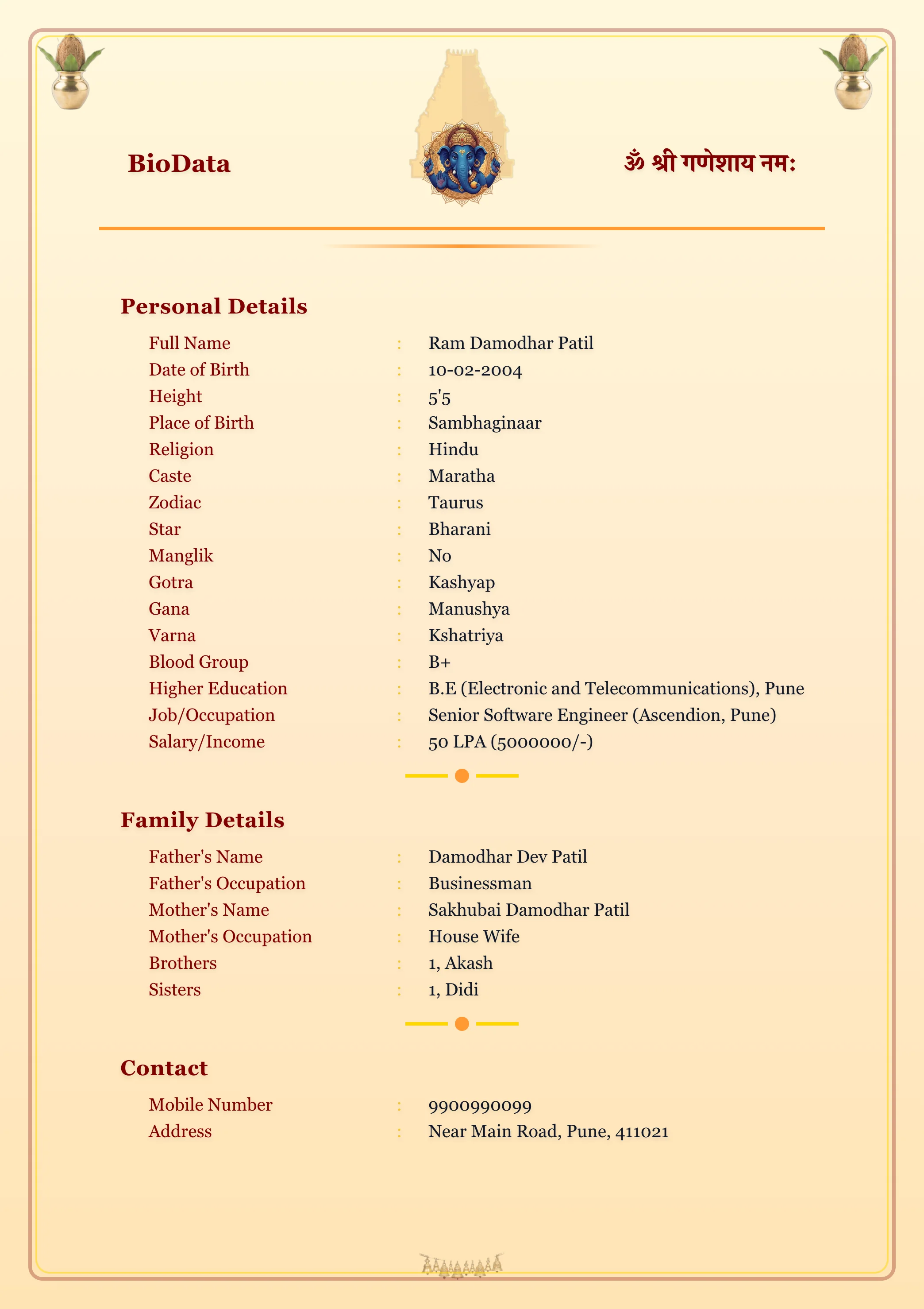 Sacred Kalash Template